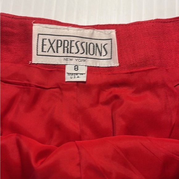 Vintage high waisted rise red 100% linen Shorts pin up - Picture 4 of 7